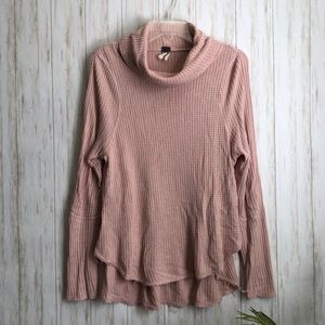 free people Mauve Rose Pink Waffle Cowl Sweater